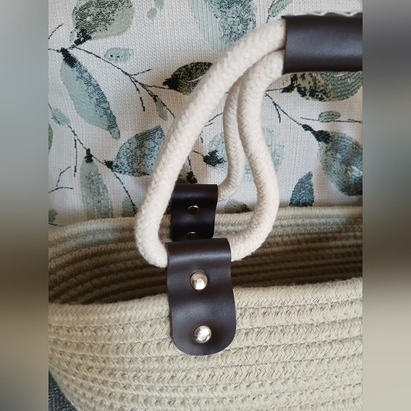 Cotton Rope Woven Tote Basket Bag - Picture 2 of 7